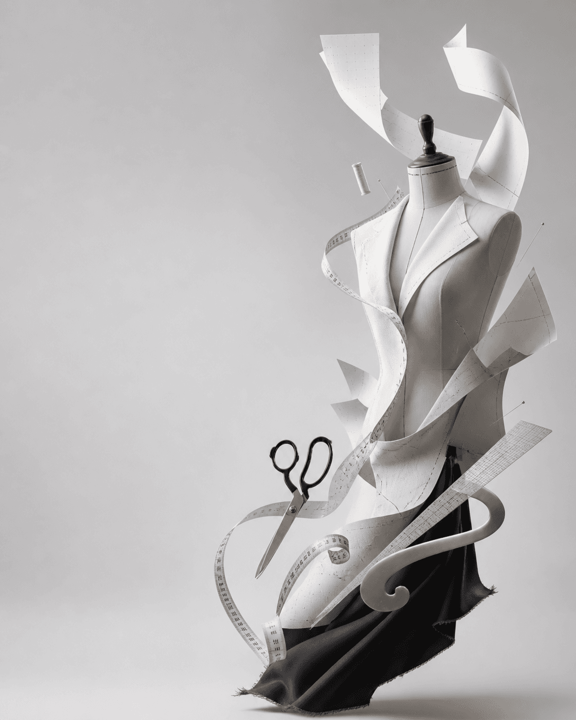 Fashion mannequin with pattern making elements